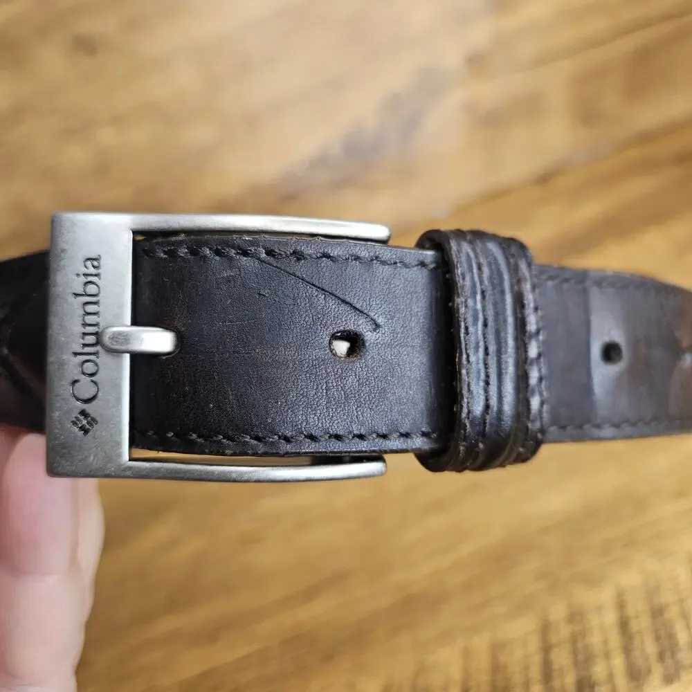 Columbia mens size 34 brown Genuine Leather woven belt